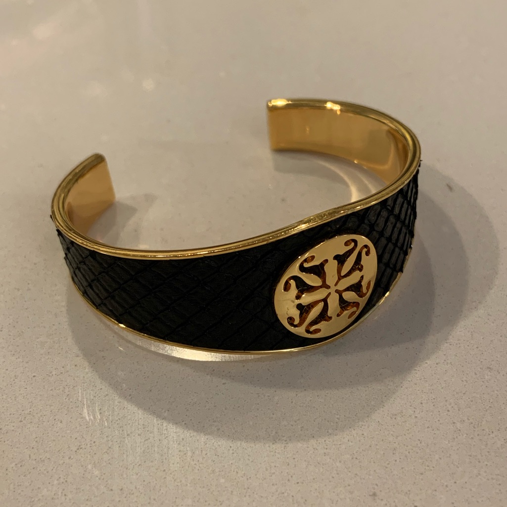 Rustic Cuff Python Embossed Gold Cuff Bracelet